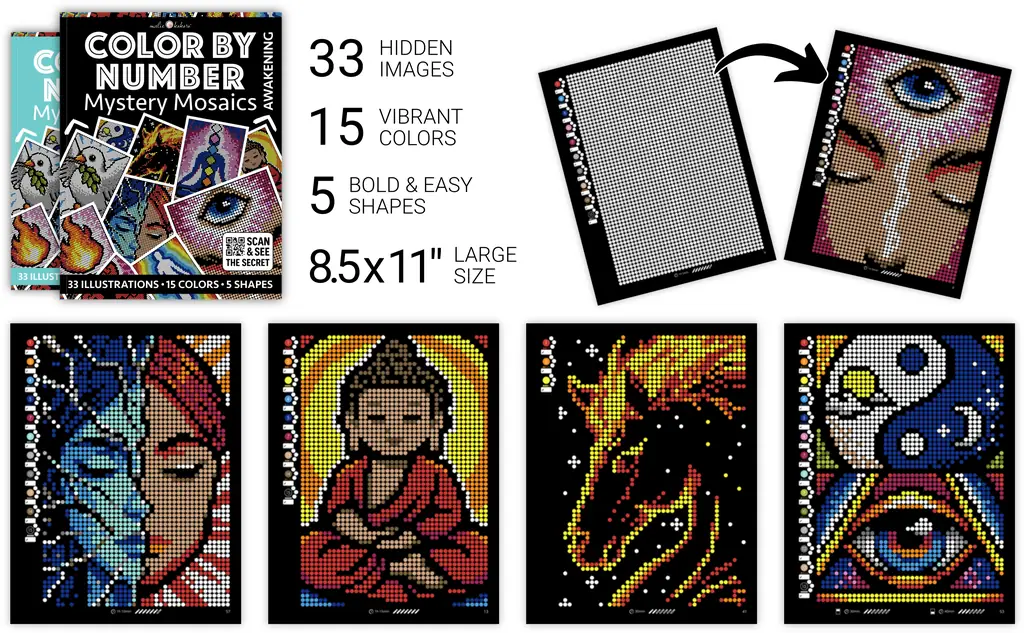 Color by Number - Awakening - Mystery Mosaics Coloring Book