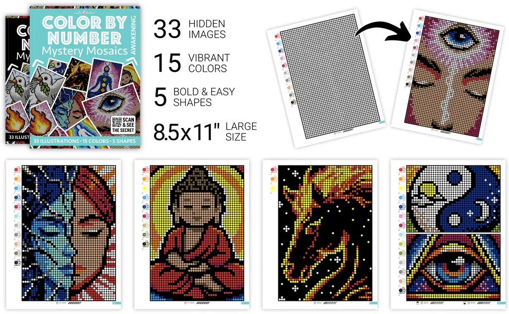 Color by Number - Awakening - Mystery Mosaics Coloring Book