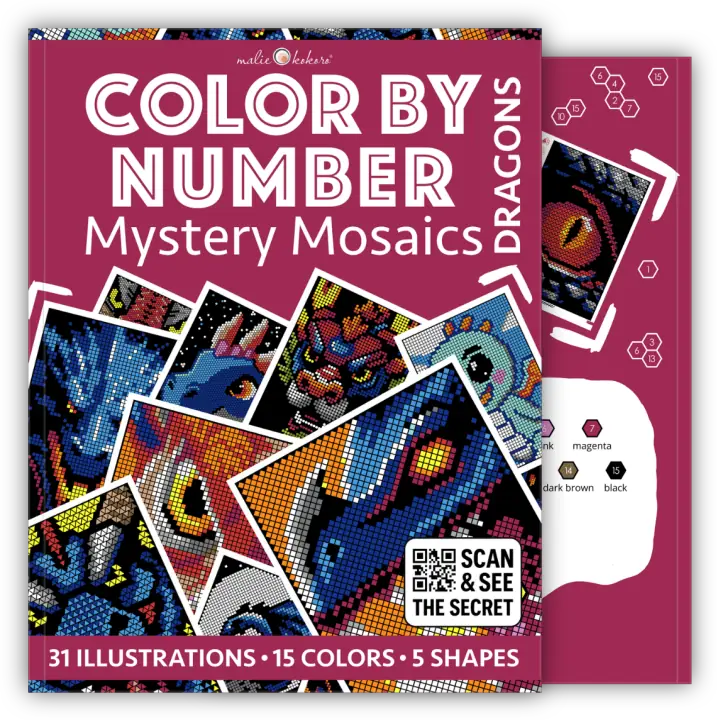 Color by Number - Dragons - Mystery Mosaics Coloring Book