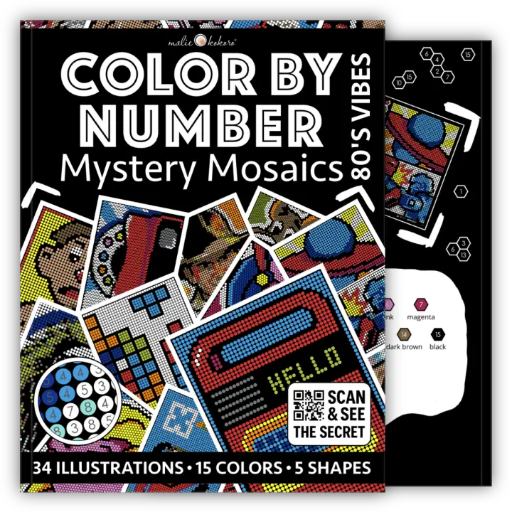 Color by Number - 80s Vibes [Black Edition] - Mystery Mosaics Coloring Book