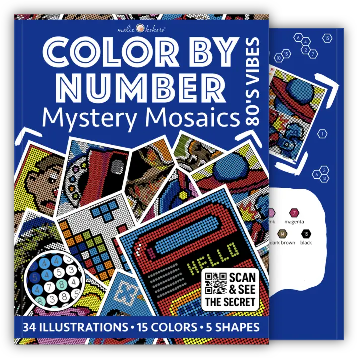 Color by Number - 80s Vibes [Black Edition] - Mystery Mosaics Coloring Book
